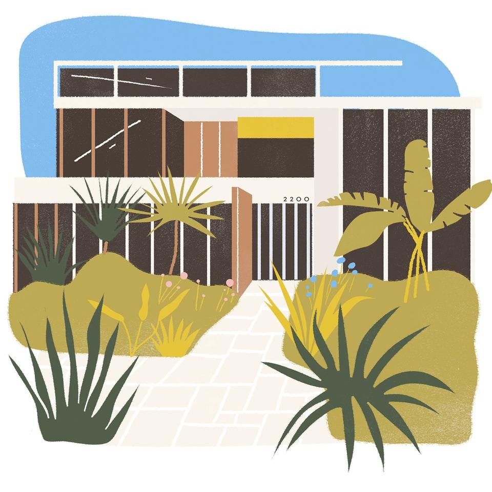 Illustration of Richard Neutra VDL studio house in Los Angeles.